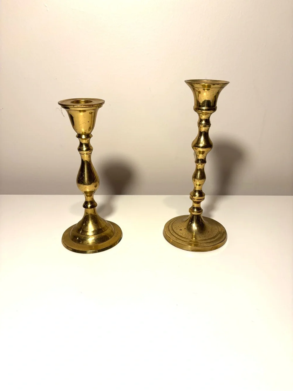 Brass Candlestick Holders with Gold Finish set of 2